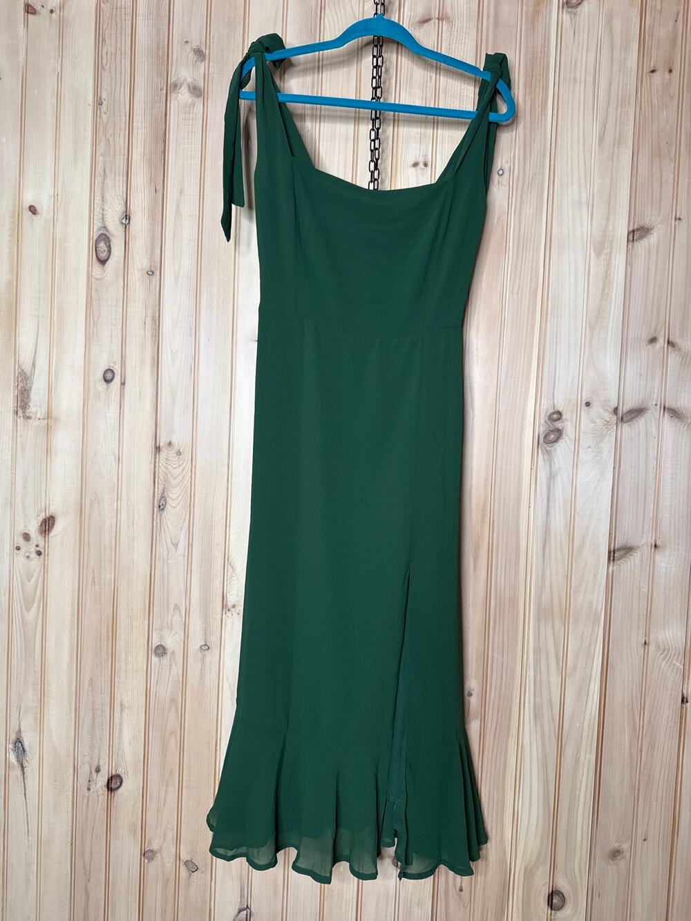 NWT Summer Invite Emerald Green Tie-Strap Tiered Midi Dress FLAW Size XL